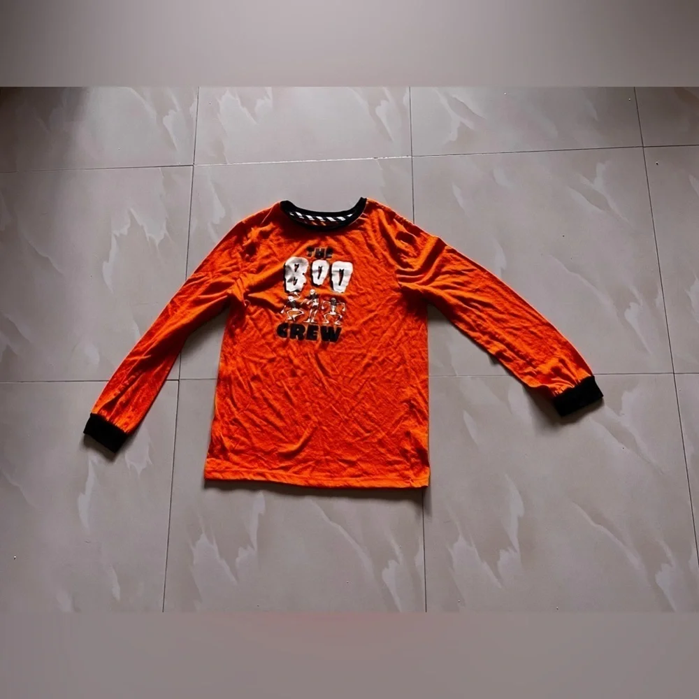 The Boo Crew Halloween Child Pajama Top XL/XG (14/16) Orange and black